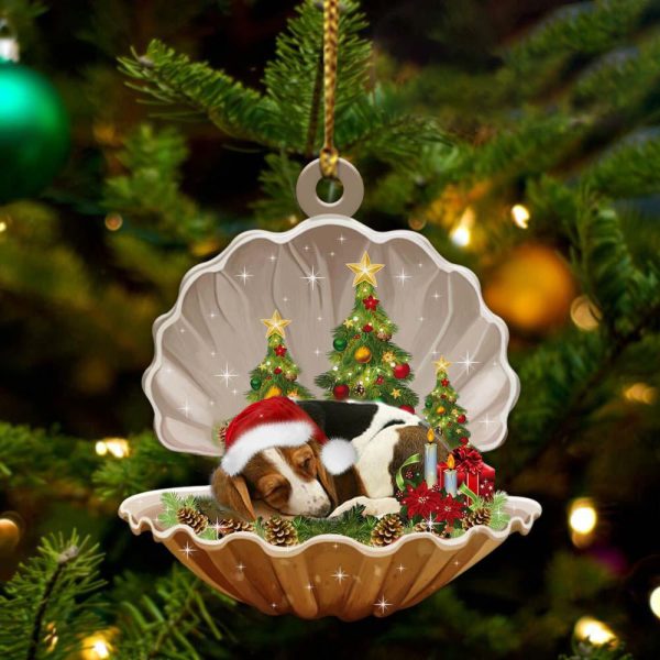 Basset Hound3 – Sleeping Pearl in Christmas Two Sided Ornament – Christmas Ornaments For Dog Lovers