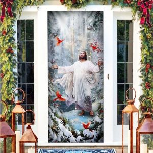 Be Still And Know That I Am God Jesus Christmas American Door Cover Housewarming Gifts Unique Gifts Doorcover 3