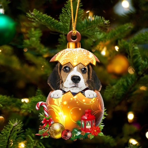 Beagle2 In Golden Egg Christmas Ornament – Car Ornament – Unique Dog Gifts For Owners