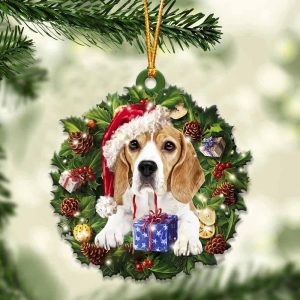 Beagle And Christmas Ornament – Acrylic Dog Ornament – Gifts For Dog Lovers