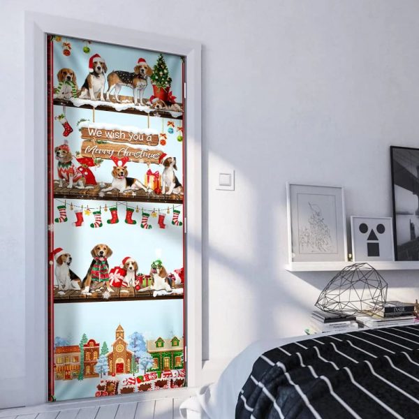 Beagle Christmas Door Cover – Front Door Christmas Cover – Unique Gifts Doorcover