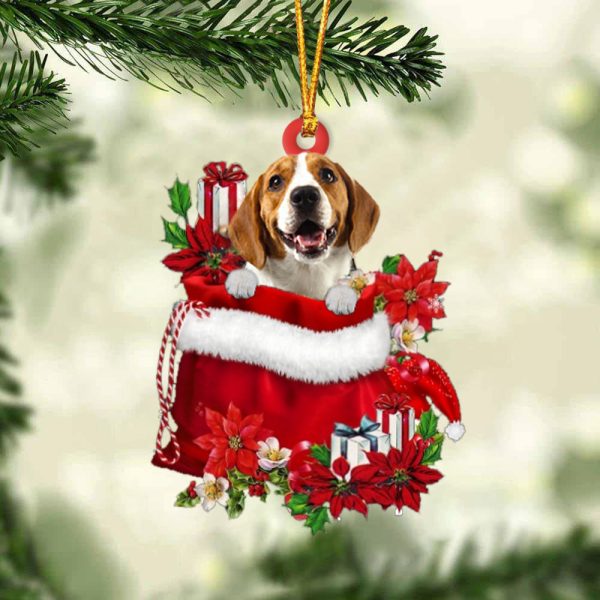 Beagle In Gift Bag Christmas Ornament – Car Ornaments – Gift For Dog Lovers