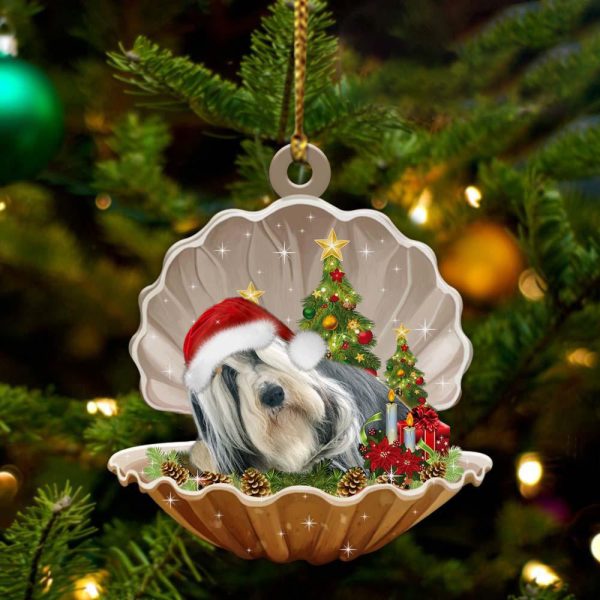 Bearded Collie – Sleeping Pearl in Christmas Two Sided Ornament – Christmas Ornaments For Dog Lovers