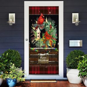 Beautiful Cardinal Merry Christmas Door Cover Cardinal Christmas Decor Christmas Door Cover Decorations 2