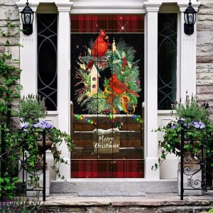 Beautiful Cardinal Merry Christmas Door Cover Cardinal Christmas Decor Christmas Door Cover Decorations 3