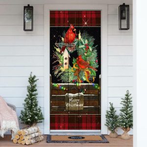 Beautiful Cardinal Merry Christmas Door Cover Cardinal Christmas Decor Christmas Door Cover Decorations 6