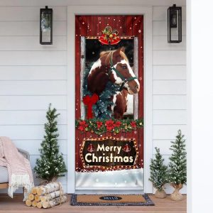 Beautiful Christmas Horse Door Cover Christmas Horse Decor Christmas Outdoor Decoration Unique Gifts Doorcover 1