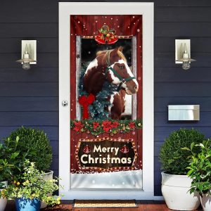 Beautiful Christmas Horse Door Cover Christmas Horse Decor Christmas Outdoor Decoration Unique Gifts Doorcover 2