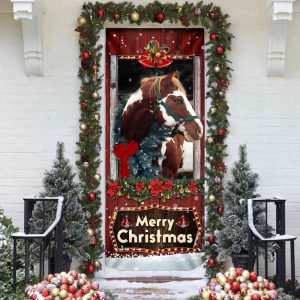 Beautiful Christmas Horse Door Cover Christmas Horse Decor Christmas Outdoor Decoration Unique Gifts Doorcover 4