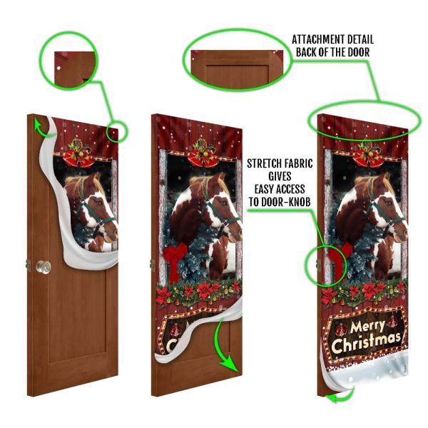 Beautiful Christmas Horse Door Cover – Christmas Horse Decor – Christmas Outdoor Decoration – Unique Gifts Doorcover