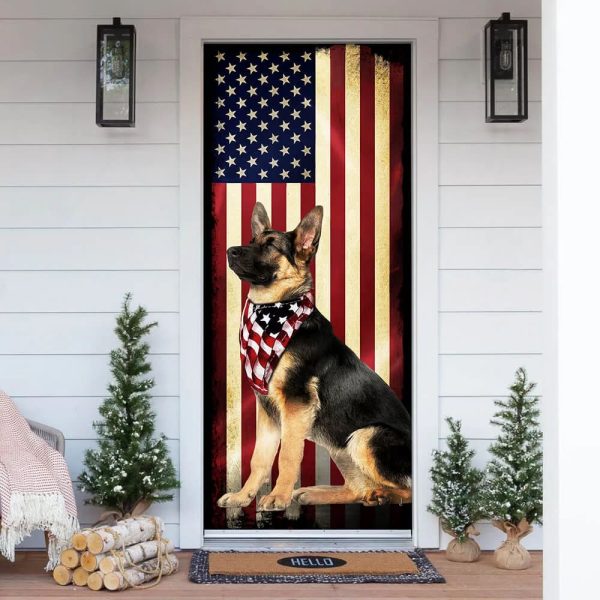 Beautiful German Shepherd Door Cover – Xmas Outdoor Decoration – Gifts For Dog Lovers