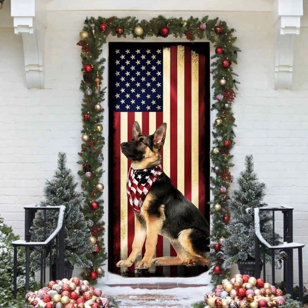 Beautiful German Shepherd Door Cover – Xmas Outdoor Decoration – Gifts For Dog Lovers