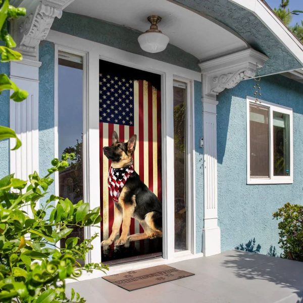 Beautiful German Shepherd Door Cover – Xmas Outdoor Decoration – Gifts For Dog Lovers