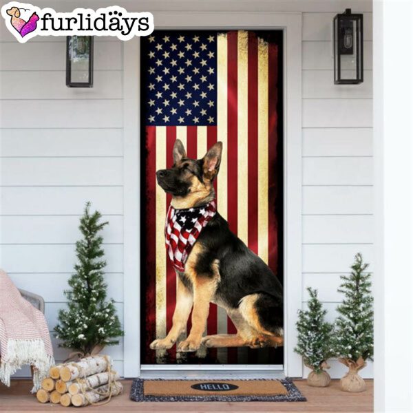 Beautiful German Shepherd Door Cover – Xmas Outdoor Decoration – Gifts For Dog Lovers