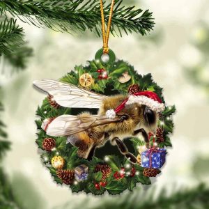 Bee And Christmas Ornament – Acrylic Bee Ornament – Gifts For Bee Lovers