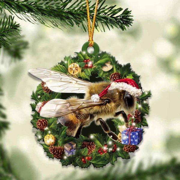 Bee And Christmas Ornament – Acrylic Bee Ornament – Gifts For Bee Lovers