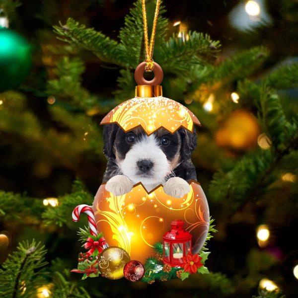 Bernedoodle In Golden Egg Christmas Ornament – Car Ornament – Unique Dog Gifts For Owners