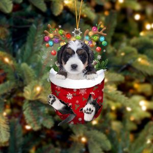 Bernedoodle In Snow Pocket Christmas Ornament…