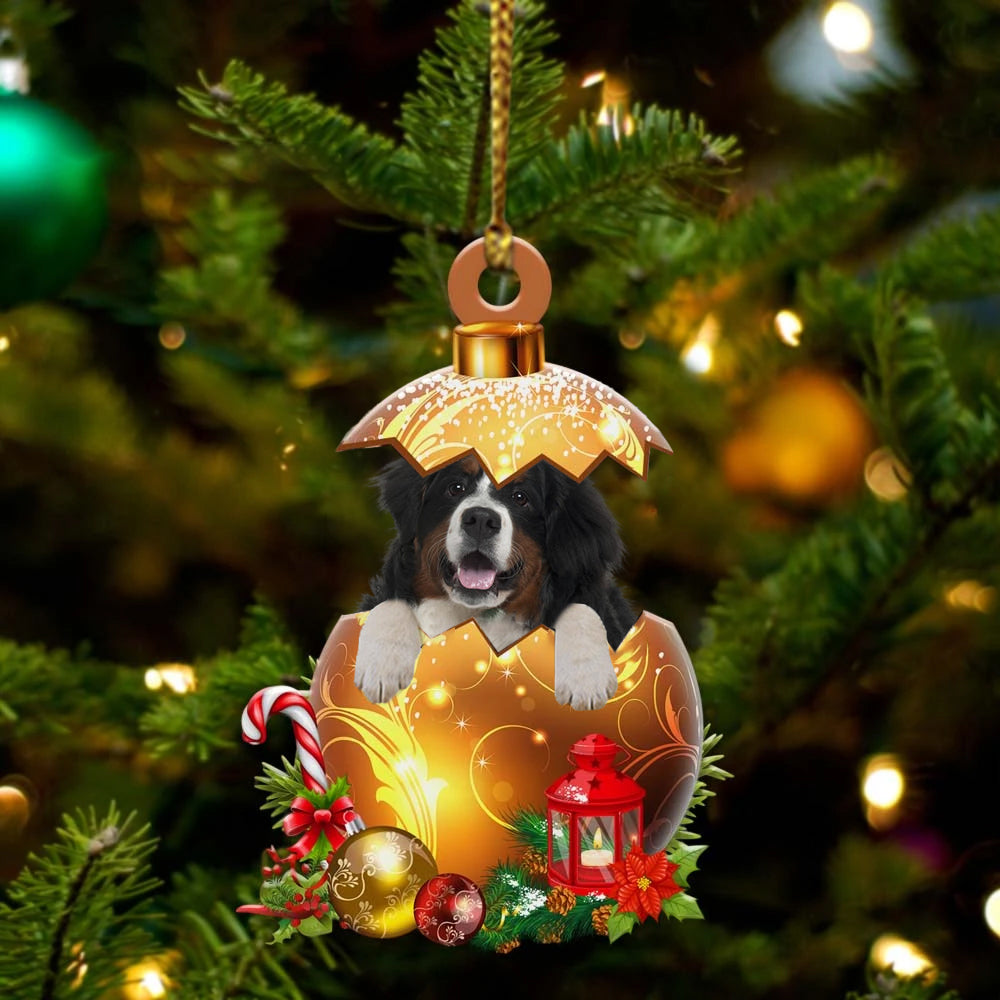 Bernese-Mountain In Golden Egg Christmas Ornament - Car Ornament - Unique Dog Gifts For Owners