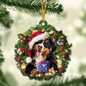 Bernese Mountain And Christmas Ornament – Acrylic Dog Ornament – Gifts For Dog Lovers