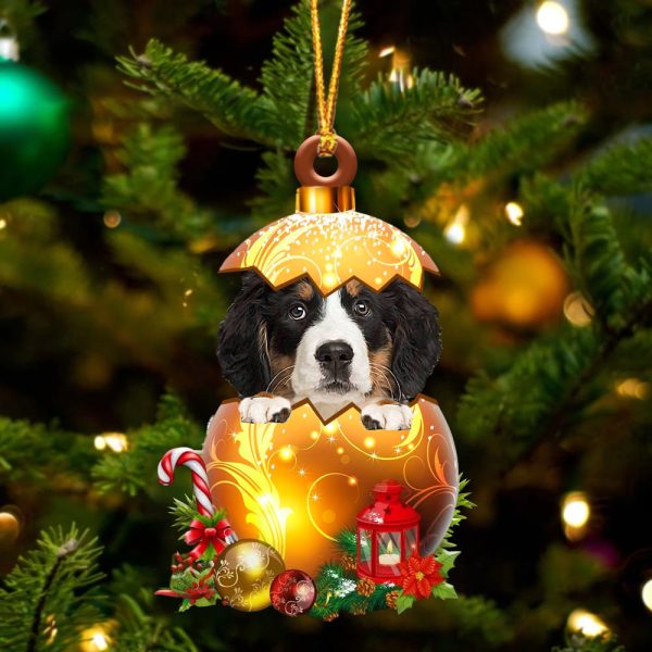 Bernese Mountain Dog In Golden Egg Christmas Ornament – Car Ornament – Unique Dog Gifts For Owners