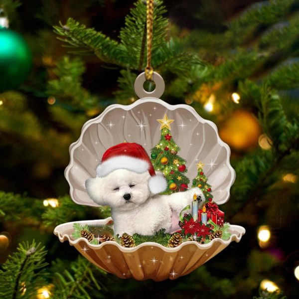 Bichon Frise – Sleeping Pearl in Christmas Two Sided Ornament – Christmas Ornaments For Dog Lovers