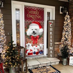 Bichon Frise With Christmas Begins Door Cover Front Door Christmas Cover Christmas Outdoor Decoration Gifts For Dog Lovers 2