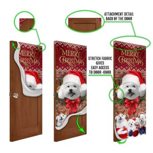 Bichon Frise With Christmas Begins Door Cover Front Door Christmas Cover Christmas Outdoor Decoration Gifts For Dog Lovers 4