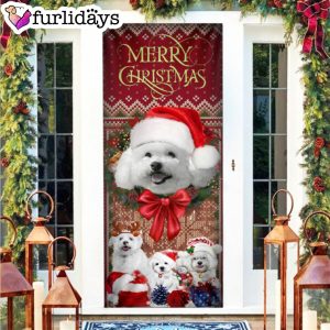 Bichon Frise With Christmas Begins Door Cover Front Door Christmas Cover Christmas Outdoor Decoration Gifts For Dog Lovers 5