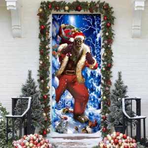 Bigfoot Door Cover Christmas Forest Decor Front Door Christmas Cover Unique Gifts Doorcover 1