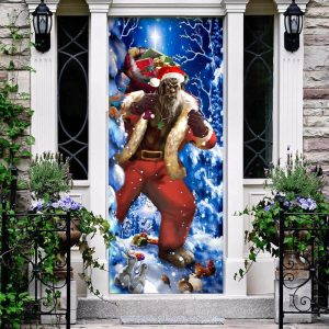 Bigfoot Door Cover Christmas Forest Decor Front Door Christmas Cover Unique Gifts Doorcover 2