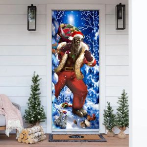 Bigfoot Door Cover Christmas Forest Decor Front Door Christmas Cover Unique Gifts Doorcover 3