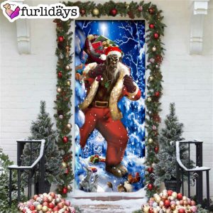 Bigfoot Door Cover Christmas Forest Decor Front Door Christmas Cover Unique Gifts Doorcover 6