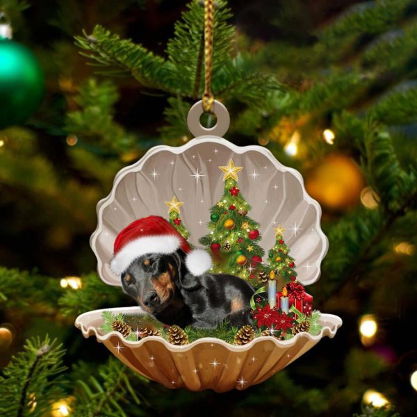Black And Tan Dachshund – Sleeping Pearl in Christmas Two Sided Ornament – Christmas Ornaments For Dog Lovers