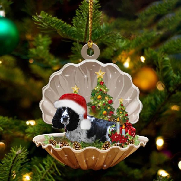 Black And White English Springer – Sleeping Pearl in Christmas Two Sided Ornament – Christmas Ornaments For Dog Lovers