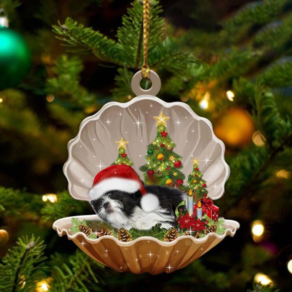 Black And White Shih Tzu – Sleeping Pearl in Christmas Two Sided Ornament – Christmas Ornaments For Dog Lovers