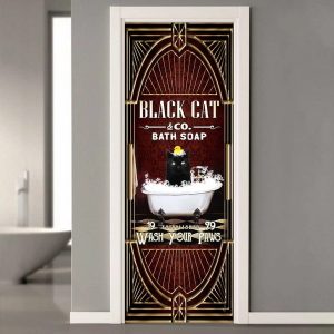 Black Cat Bath Soap. Wash Your Paws Door Cover 2