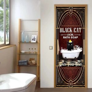 Black Cat Bath Soap. Wash Your Paws Door Cover 3