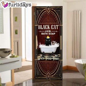 Black Cat Bath Soap. Wash Your Paws Door Cover 5