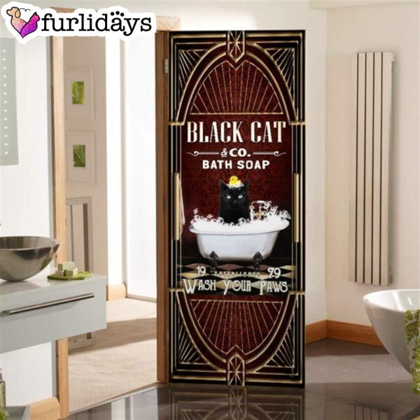 Black Cat Bath Soap. Wash Your Paws Door Cover