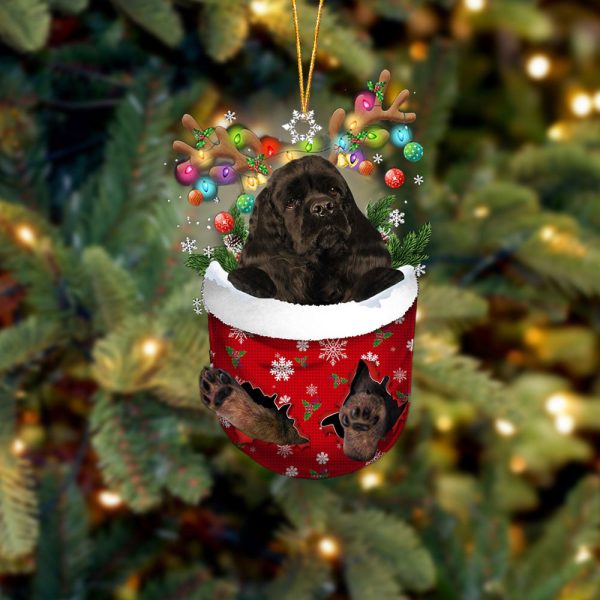 Black Cocker Spaniel In Snow Pocket Christmas Ornament – Two Sided Christmas Plastic Hanging