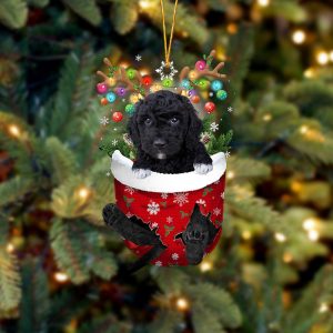 Black Goldendoodle In Snow Pocket Christmas…