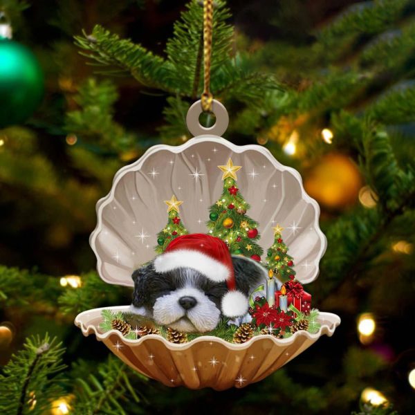 Black White Shih Tzu3 – Sleeping Pearl in Christmas Two Sided Ornament – Christmas Ornaments For Dog Lovers