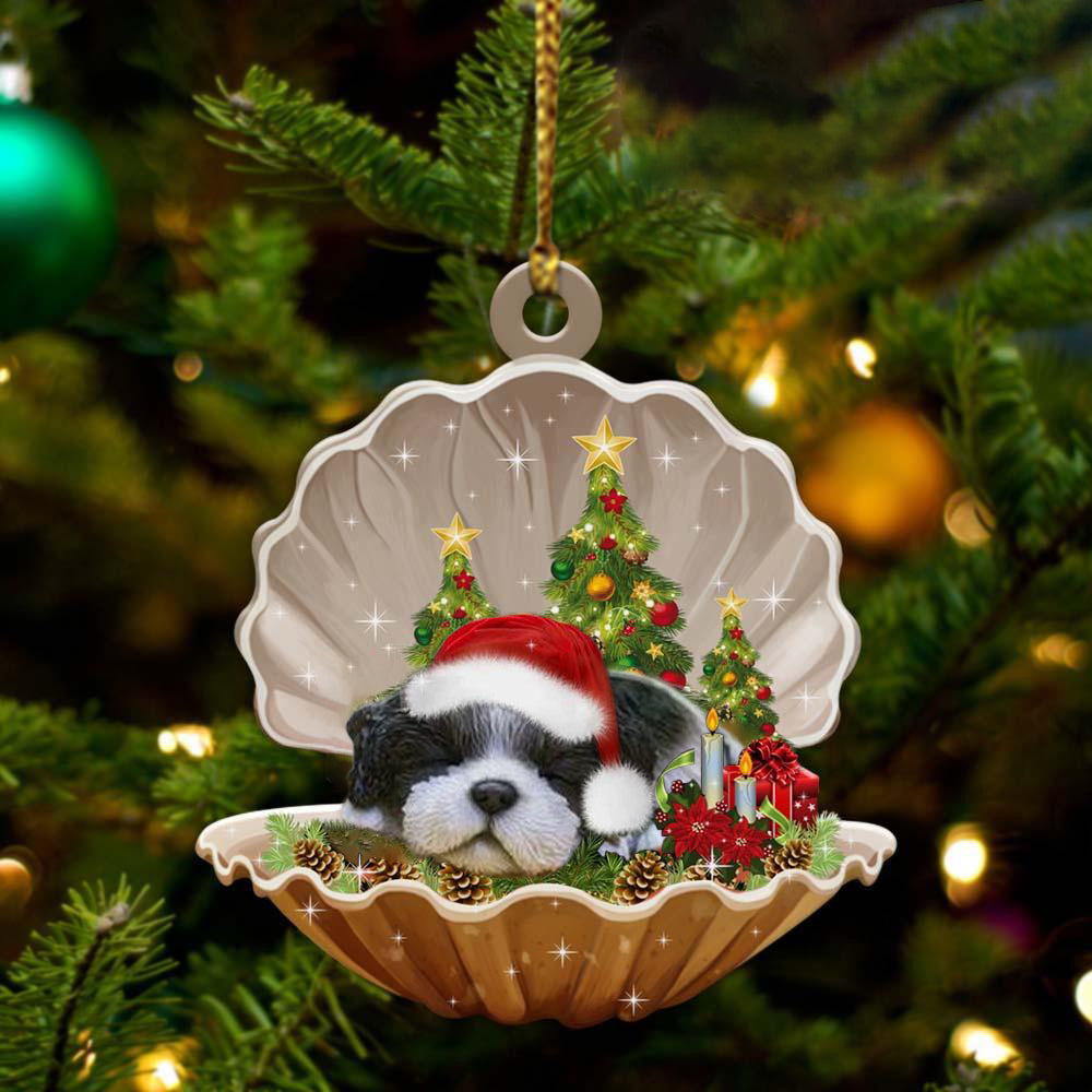 Black White Shih Tzu3 - Sleeping Pearl in Christmas Two Sided Ornament - Christmas Ornaments For Dog Lovers