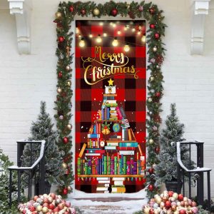 Book Christmas Tree Door Cover Merry Christmas Front Door Christmas Cover Unique Gifts Doorcover 3