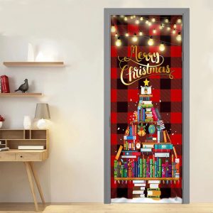 Book Christmas Tree Door Cover Merry Christmas Front Door Christmas Cover Unique Gifts Doorcover 5