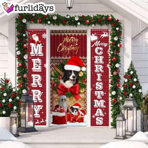 Border Collie Merry Christmas Gift Door Cover Xmas Gifts For Pet Lovers Christmas Gift For Friends