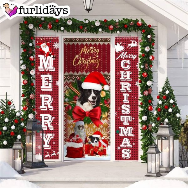 Border Collie Merry Christmas Gift Door Cover – Xmas Gifts For Pet Lovers – Christmas Gift For Friends