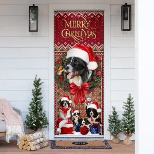 Border Collie With Christmas Begins Door…