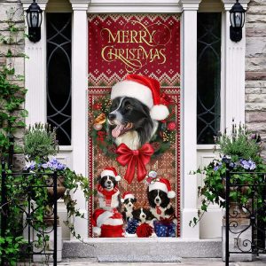 Border Collie With Christmas Begins Door Cover Front Door Christmas Cover Christmas Outdoor Decoration Gifts For Dog Lovers 2